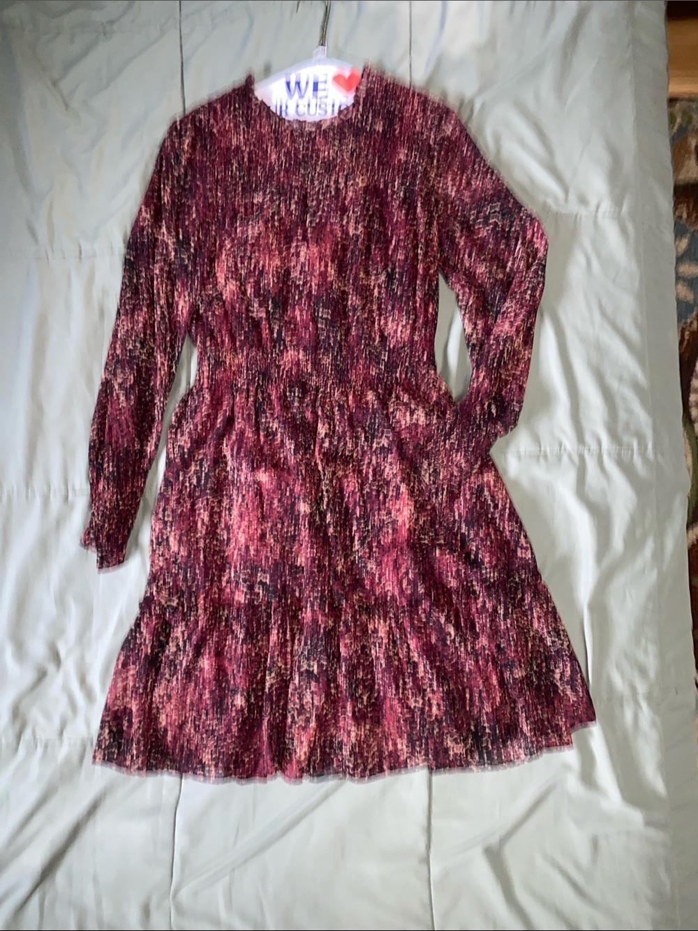 Just...Taylor Pink and Black Marled Long Sleeve Dress